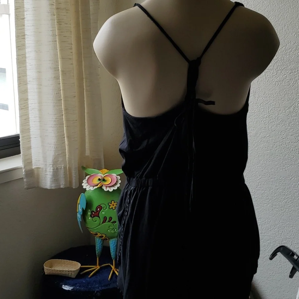 Like new, Romper black with ruffle and trim so cute split up the sides of short - Picture 5 of 7